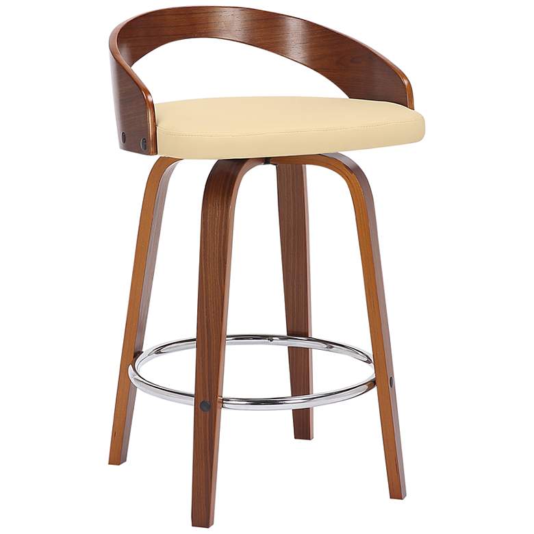 Image 2 Sonia 26 inch Cream Faux Leather Swivel Counter Stool