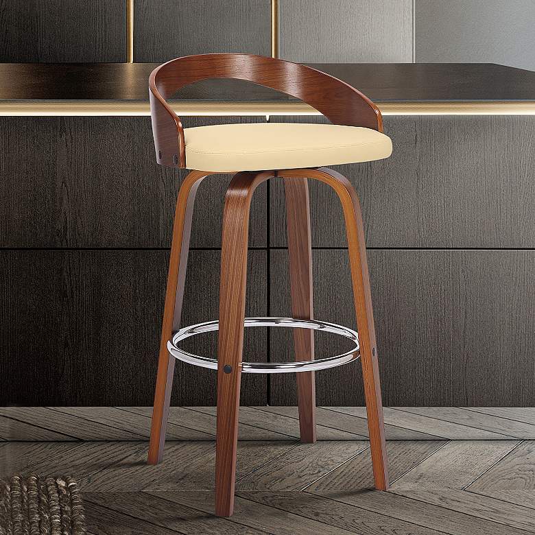 Image 1 Sonia 26" Cream Faux Leather Swivel Counter Stool