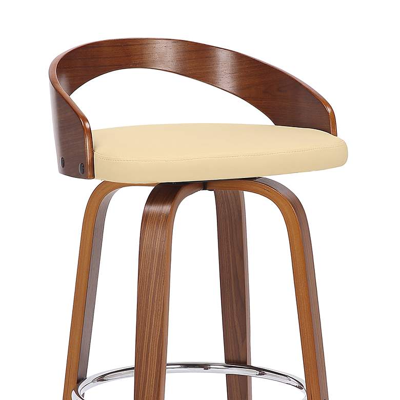 Image 4 Sonia 26" Cream Faux Leather Swivel Counter Stool more views