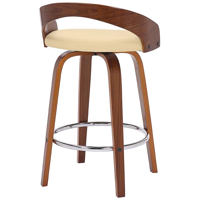 Image 6 Sonia 26" Cream Faux Leather Swivel Counter Stool more views