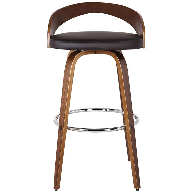 Image 1 Sonia 30 in. Swivel Barstool in Brown Faux Leather and Walnut Wood