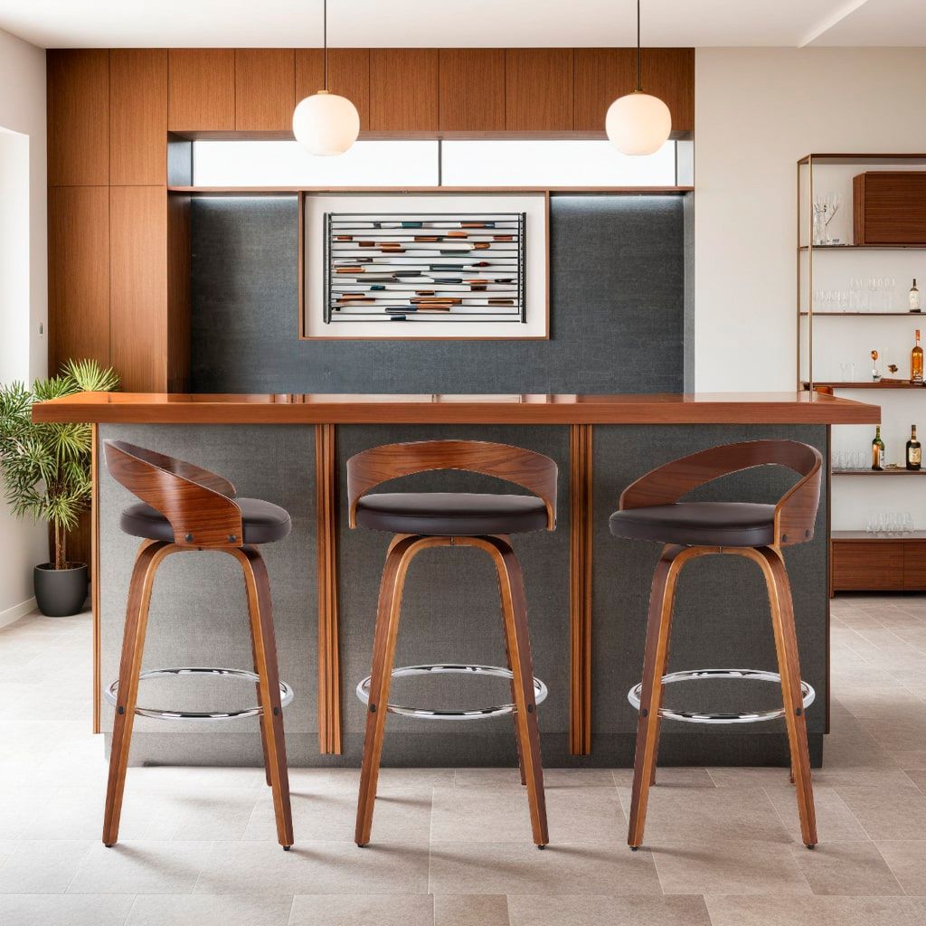 Sonia 30" Brown Faux Leather Swivel Bar Stool