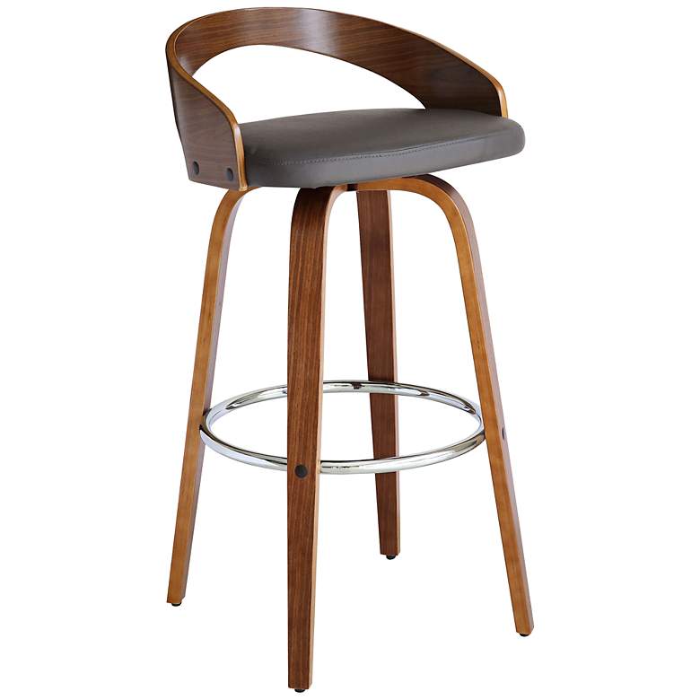 Image 2 Sonia 30" Gray Faux Leather Swivel Bar Stool
