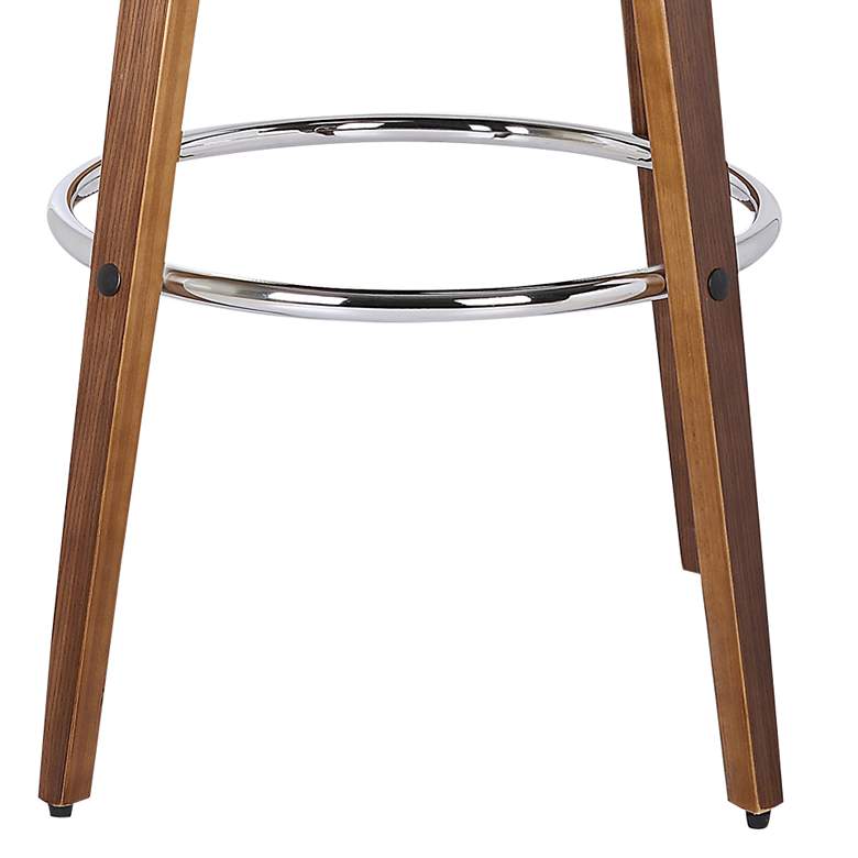 Image 3 Sonia 30" Walnut Wood Brown Faux Leather Swivel Bar Stool more views