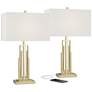 Sonia Gold Metal Table Lamps Set of 2 with USB Ports