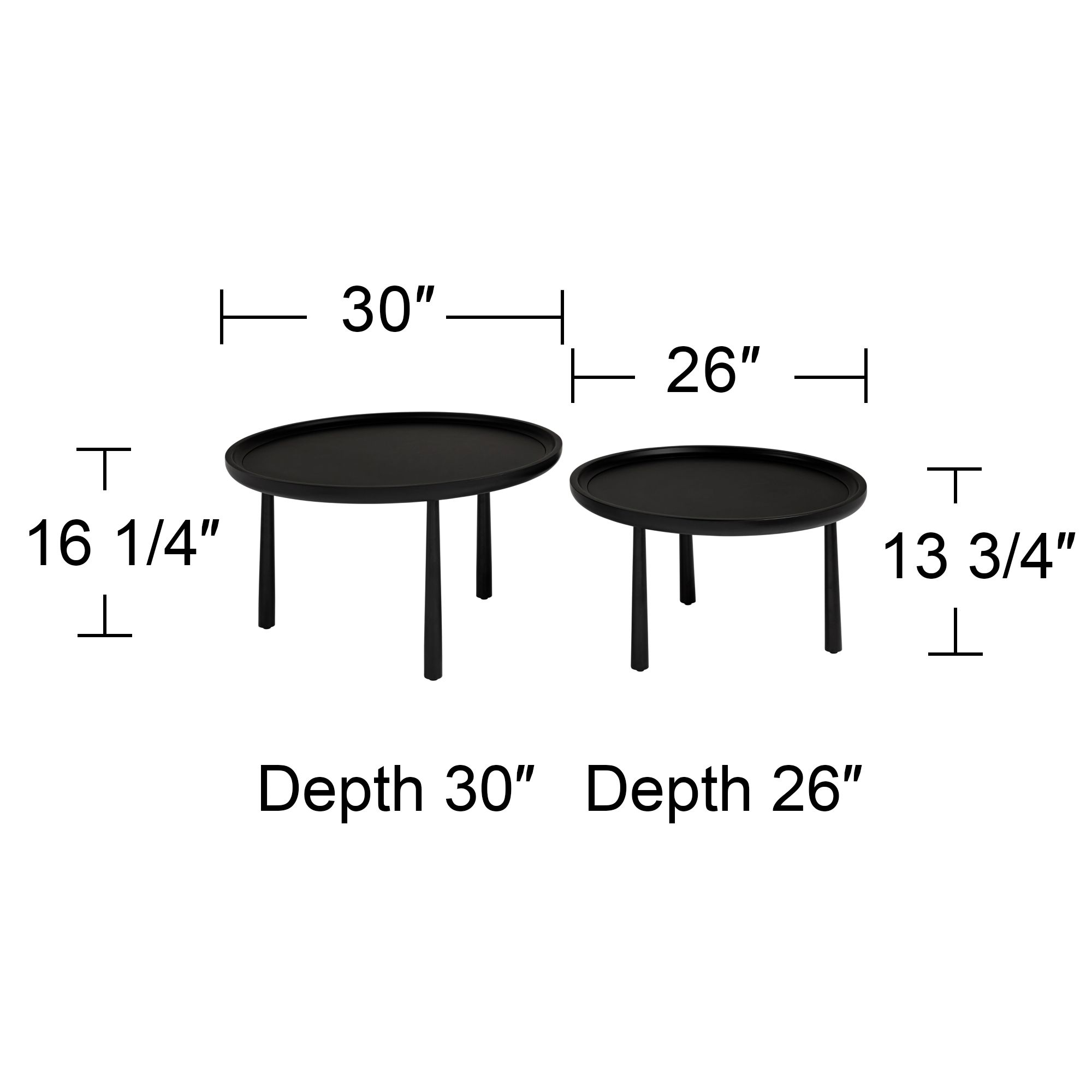 Sonia Matte Black Round Nesting Coffee Tables Set of 2