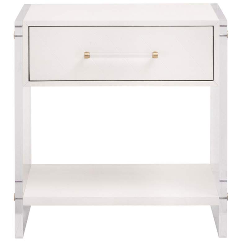 Image 1 Sonia Shagreen 1-Drawer Nightstand, Pearl Shagreen, Lucite