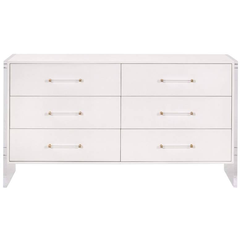 Image 1 Sonia Shagreen 6-Drawer Double Dresser, Pearl Shagreen, Lucite