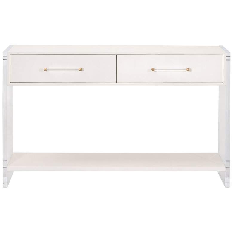 Image 1 Sonia Shagreen Console Table, Pearl Shagreen, Lucite