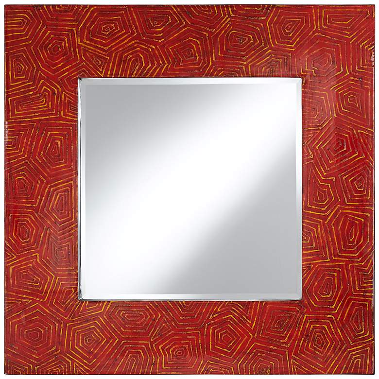 Image 1 Sonia Textured Red Lacquer 39 inch Square Wall Mirror