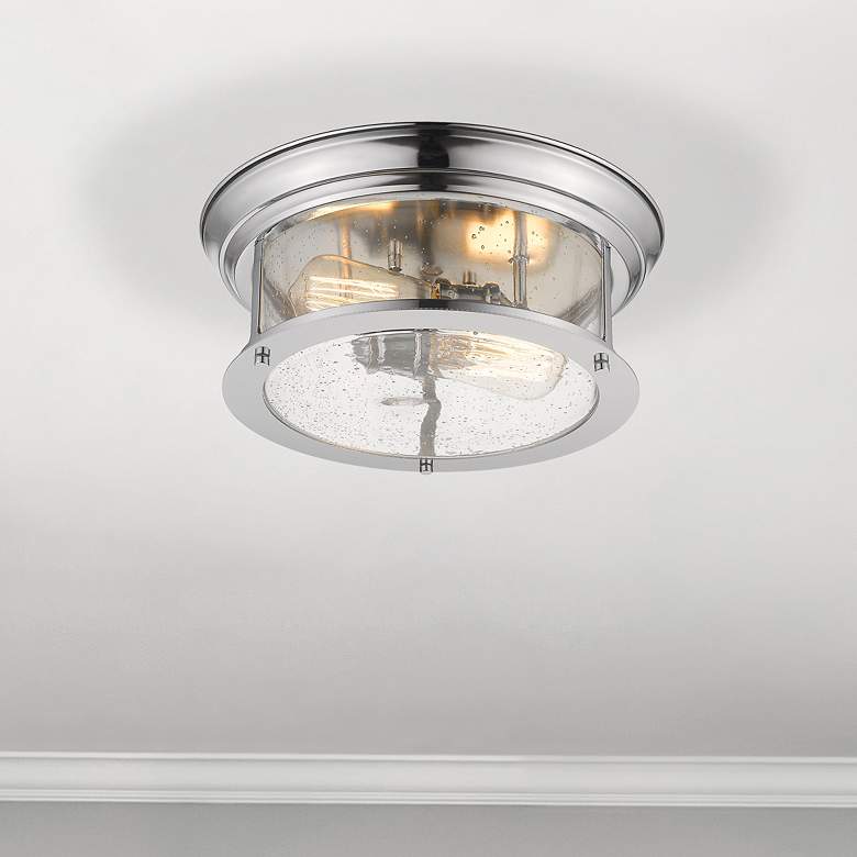 Image 1 Sonna 13 1/2" Wide Chrome 2-Light Ceiling Light