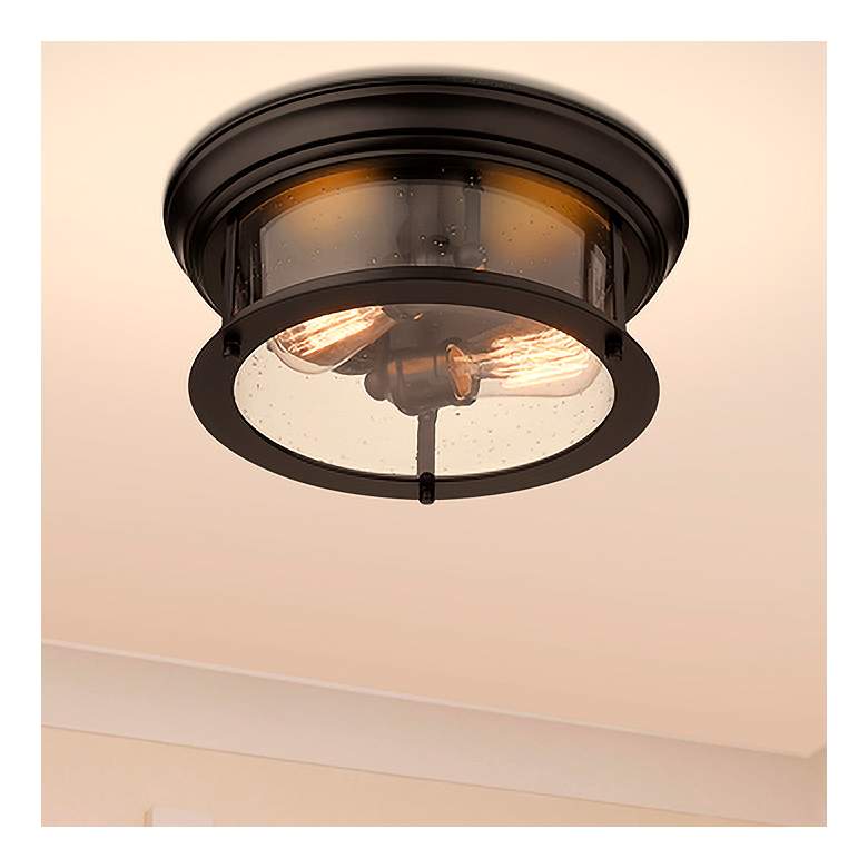 Image 1 Sonna 13 1/2" Wide Matte Black 2-Light Ceiling Light