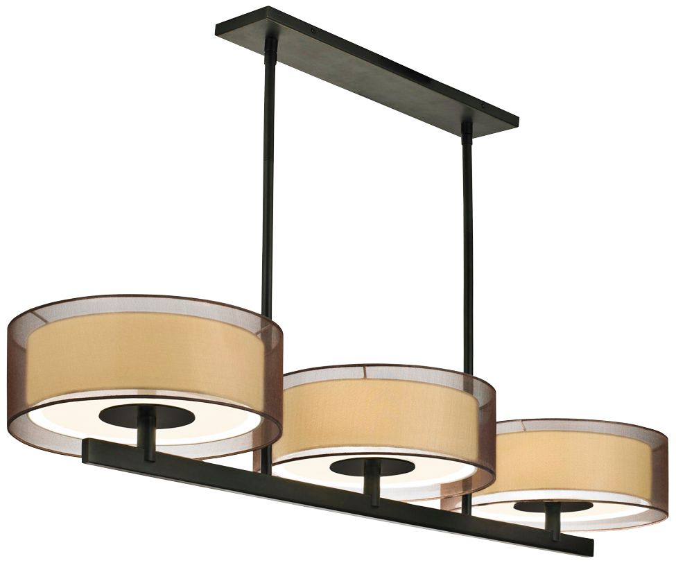 Sonneman 48" Wide Puri Black Brass Linear Island Pendant