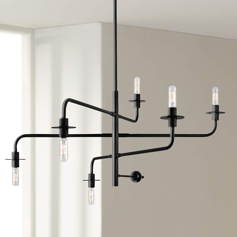 Image 1 Sonneman Atelier 40 1/4 inch Wide Satin Black Chandelier