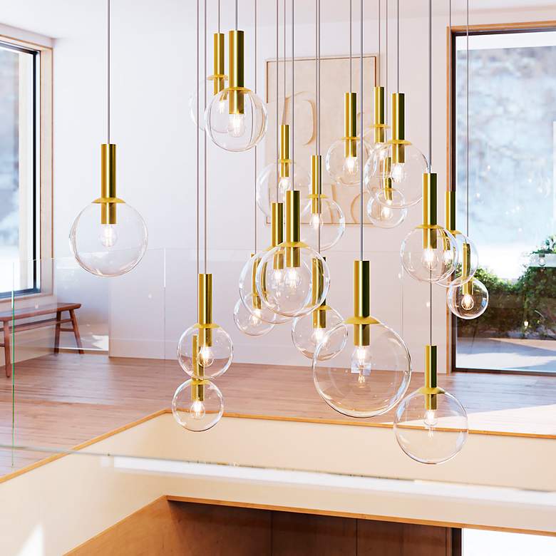 Image 3 Sonneman Bubbles 12" Wide Satin Brass Mini Pendant more views