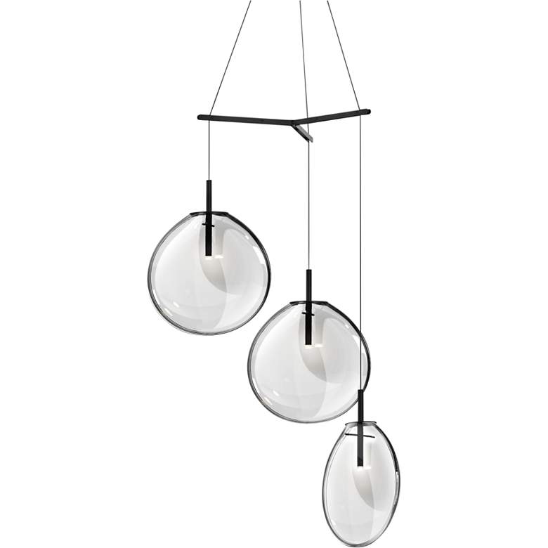 Image 2 Sonneman Cantina 36 inch Wide Clear 3-LED Multi Light Pendant