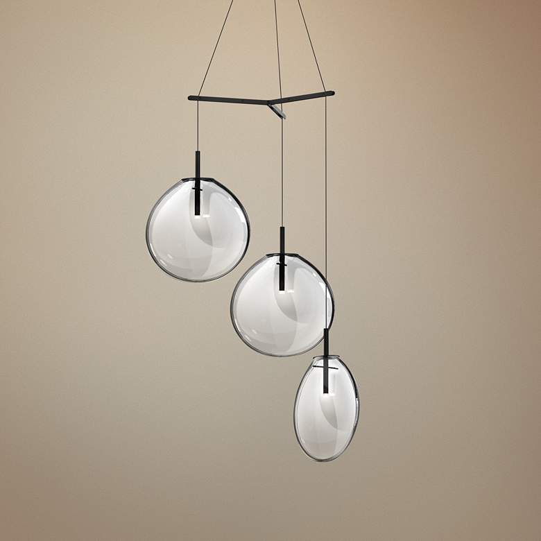 Image 1 Sonneman Cantina 36 inch Wide Clear 3-LED Multi Light Pendant