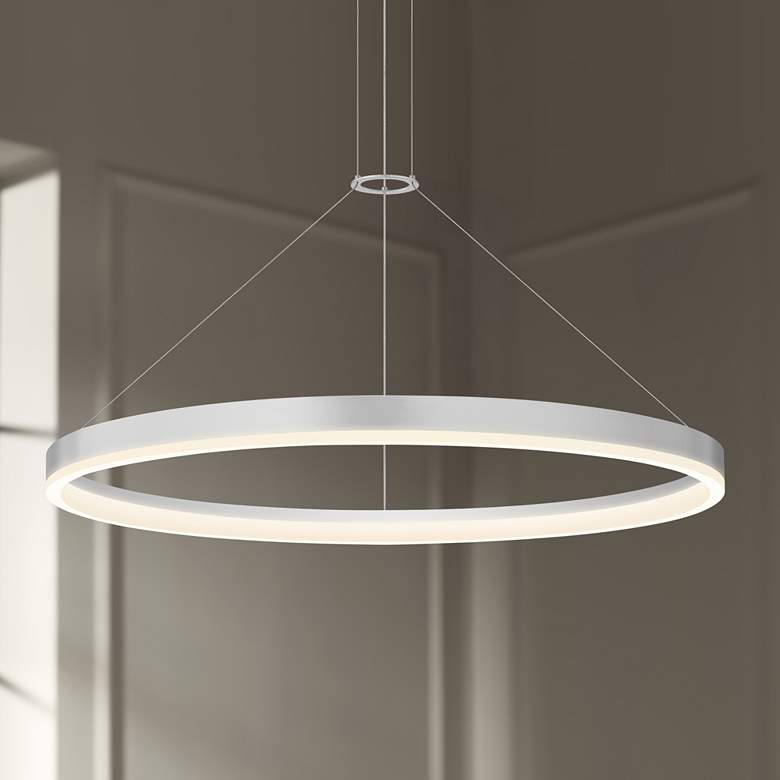 Image 1 Sonneman Corona 31 1/2" Wide Satin Aluminum Modern LED Ring Pendant