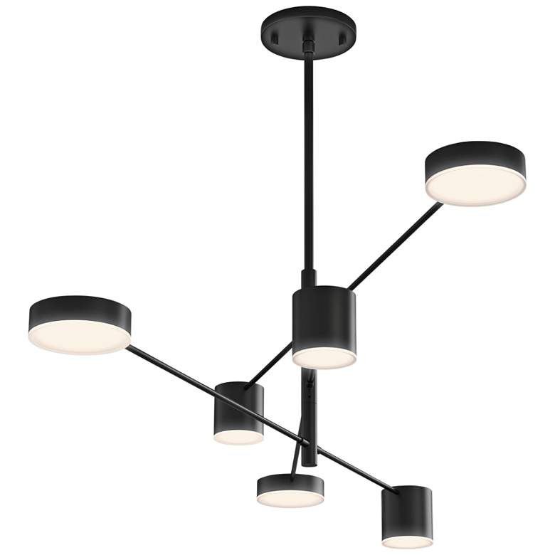 Image 1 Sonneman Counterpoint™ 45"W Satin Black 6-Light LED Pendant