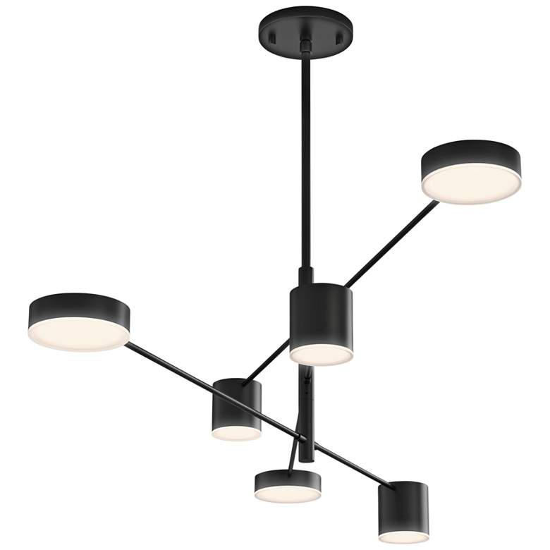 Image 1 Sonneman Counterpoint&trade; 45 inchW Satin Black 6-Light LED Pendant