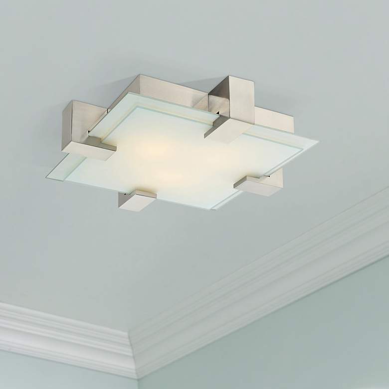 Image 1 Sonneman Dakota 19" Wide Satin Nickel Square Ceiling Light