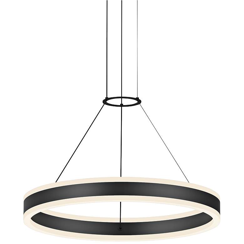 Image 1 Sonneman Double Corona 23 3/4" Satin Black 2-Light LED Ring Pendant