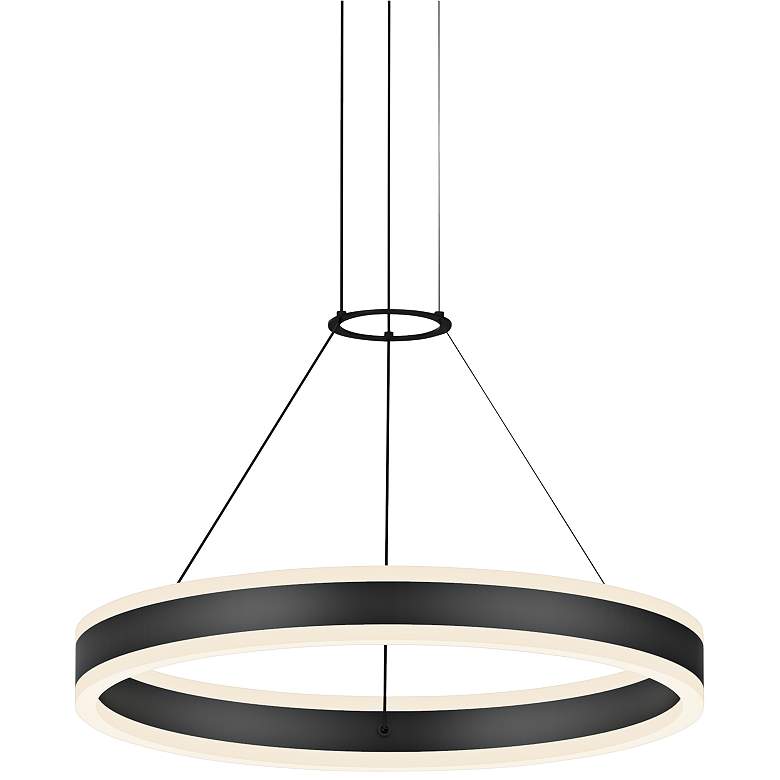 Image 1 Sonneman Double Corona 23 3/4 inch Satin Black 2-Light LED Ring Pendant