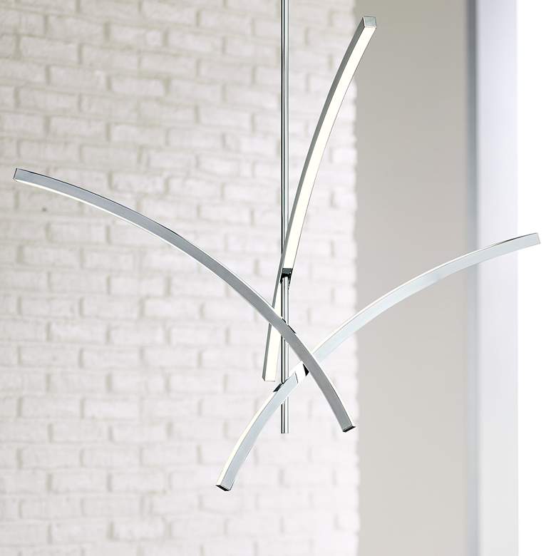 Image 1 Sonneman Gestures 39 1/2"W Polished Chrome LED Pendant Light