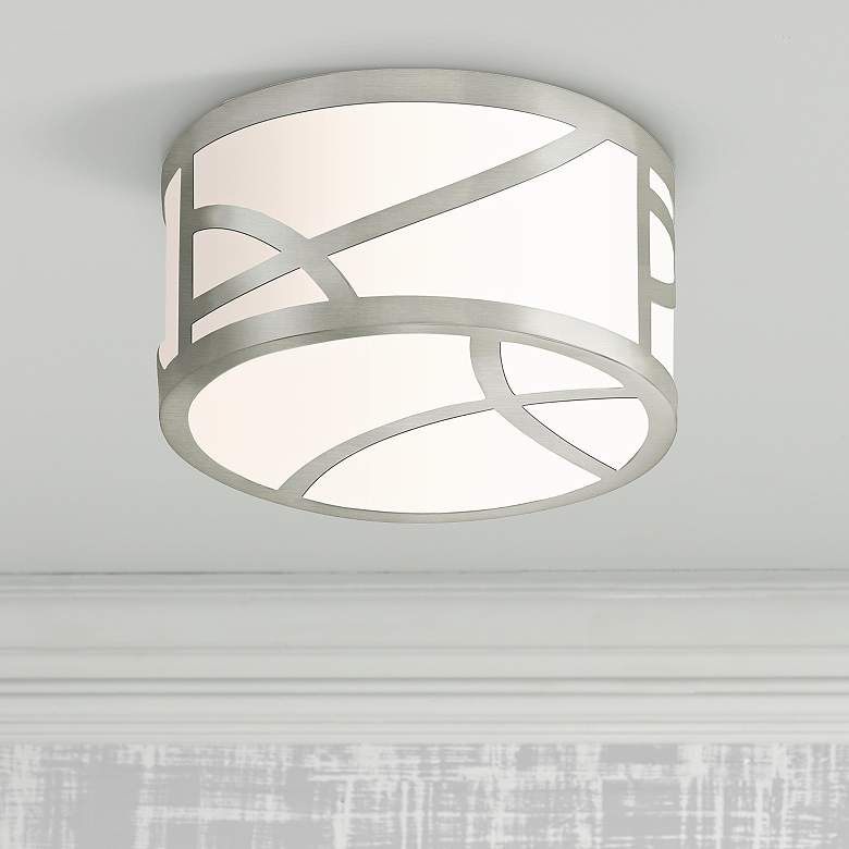Image 1 Sonneman Haiku 8" Wide Satin Nickel Round LED Ceiling Light
