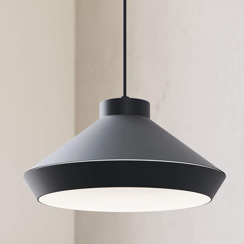 Image 2 Sonneman Koma 15" Wide Satin Black Pendant Light