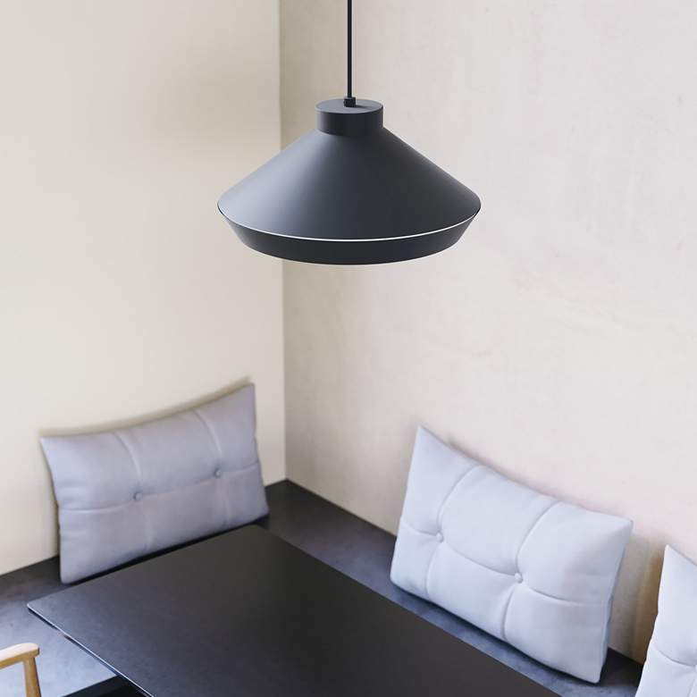 Image 4 Sonneman Koma 15" Wide Satin Black Pendant Light more views