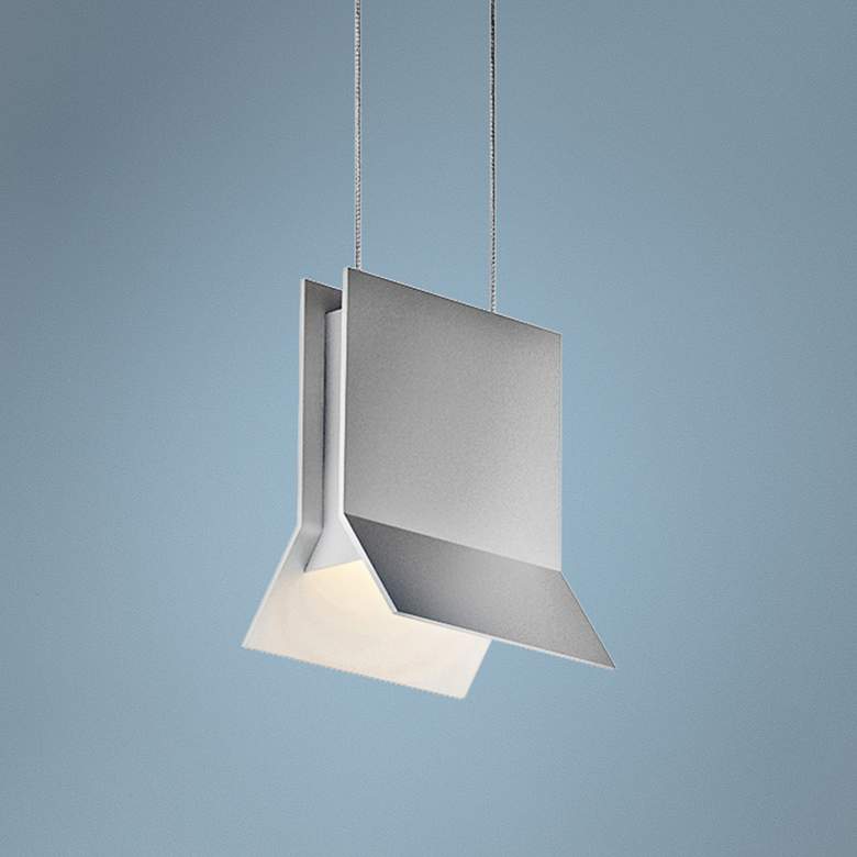 Image 1 Sonneman Lambda 5" Wide Satin Aluminum LED Mini Pendant
