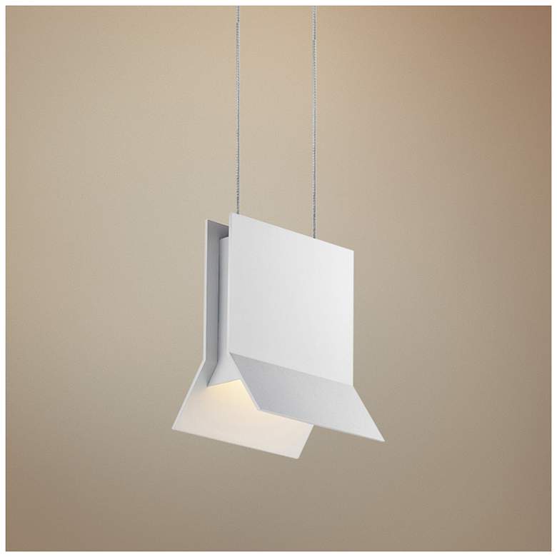 Image 1 Sonneman Lambda 5" Wide Textured White LED Mini Pendant