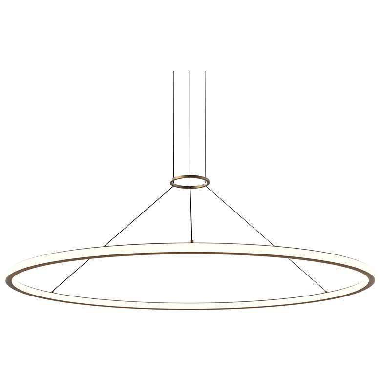 Image 1 Sonneman Luna 61 1/2"W Painted Brass Round LED Pendant Light