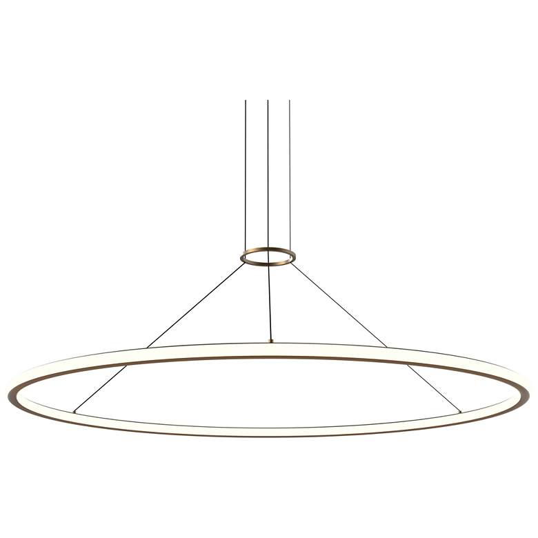 Image 1 Sonneman Luna 61 1/2 inchW Painted Brass Round LED Pendant Light