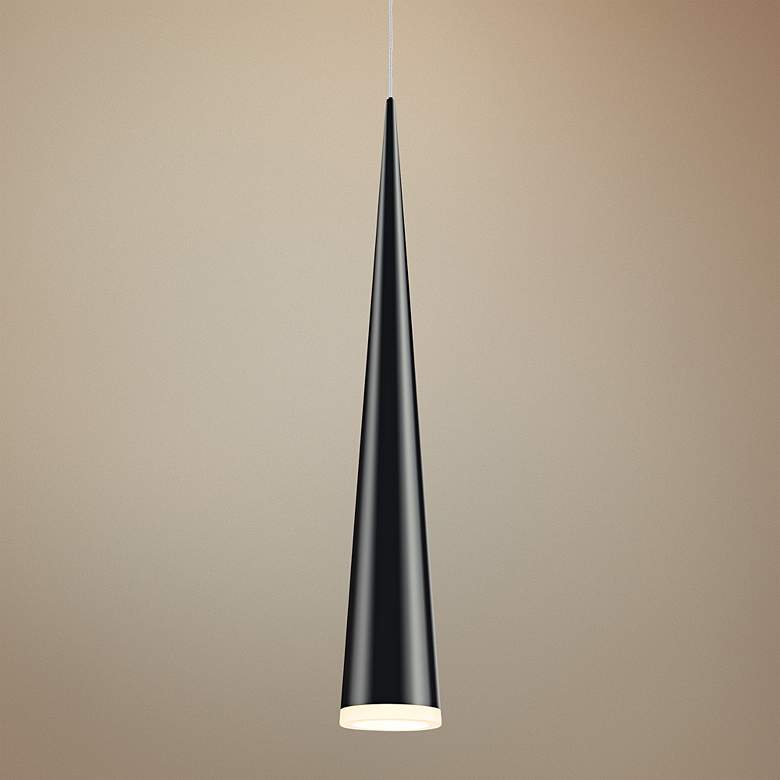 Image 1 Sonneman Micro Cone 1 3/4" Wide Satin Black LED Mini Pendant