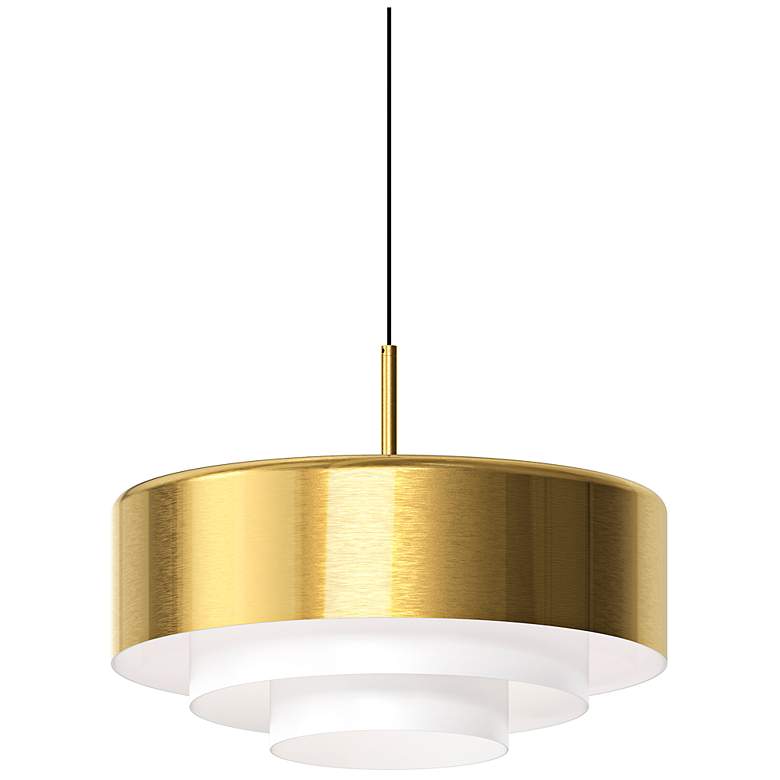Image 1 Sonneman Modern Tiers 16" Wide Brass Drum LED Pendant Light