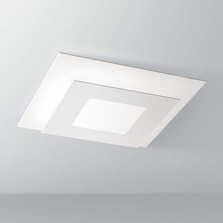 Image 1 Sonneman Offset 15 inchW Textured Square LED Ceiling Light