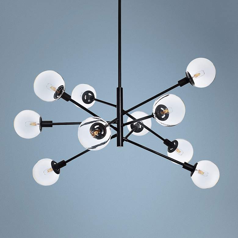 Image 1 Sonneman Orb 38 1/2" Wide Satin Black 10-Light Chandelier