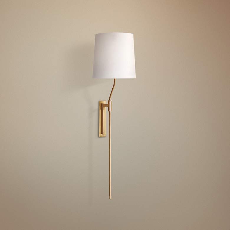 Image 1 Sonneman Palo Satin Brass Adjustable Plug-In Wall Lamp