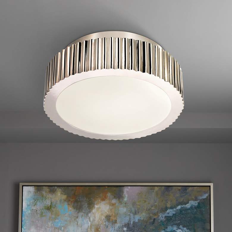 Image 1 Sonneman Paramount 12 1/2" Wide Nickel Ceiling Light