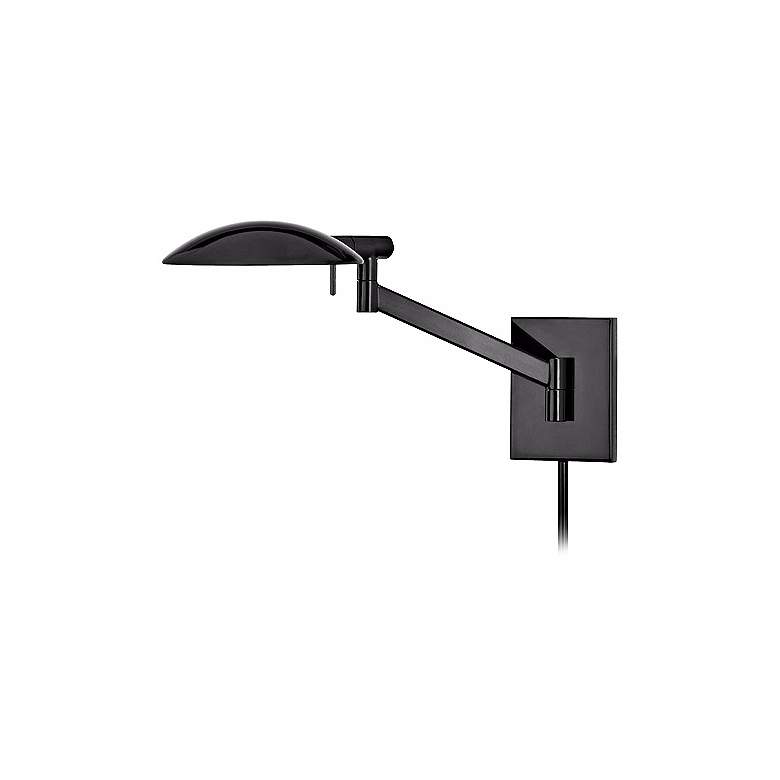 Image 1 Sonneman Perch Black Brass Plug-In Pharmacy Wall Lamp
