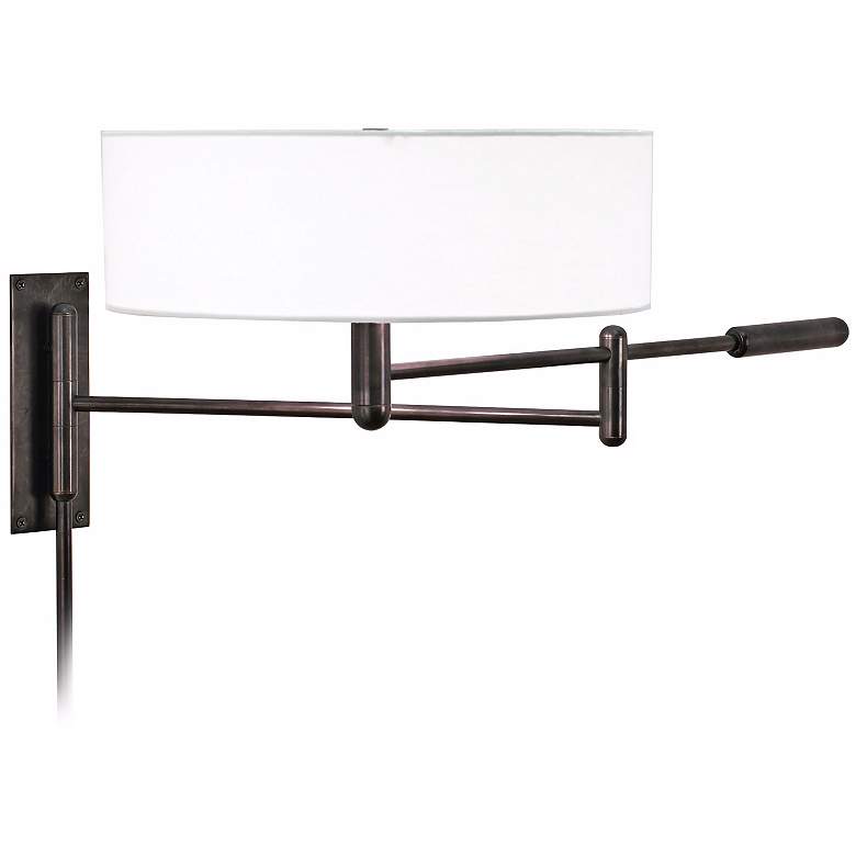 Image 1 Sonneman Perno Black Brass Plug-In Swing Arm Wall Lamp