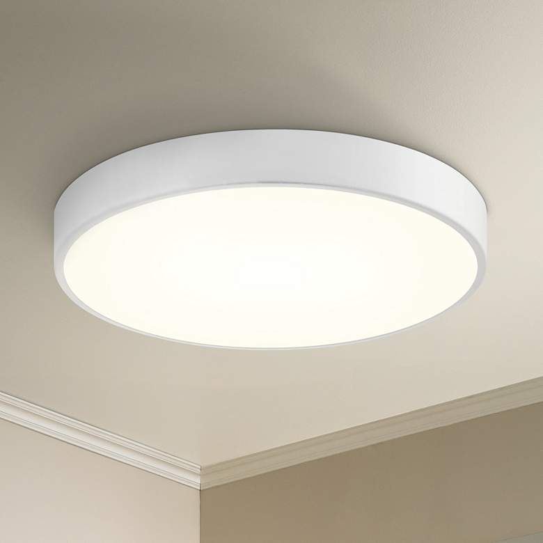Image 1 Sonneman Pi 16 inchW Textured White Round LED Ceiling Light
