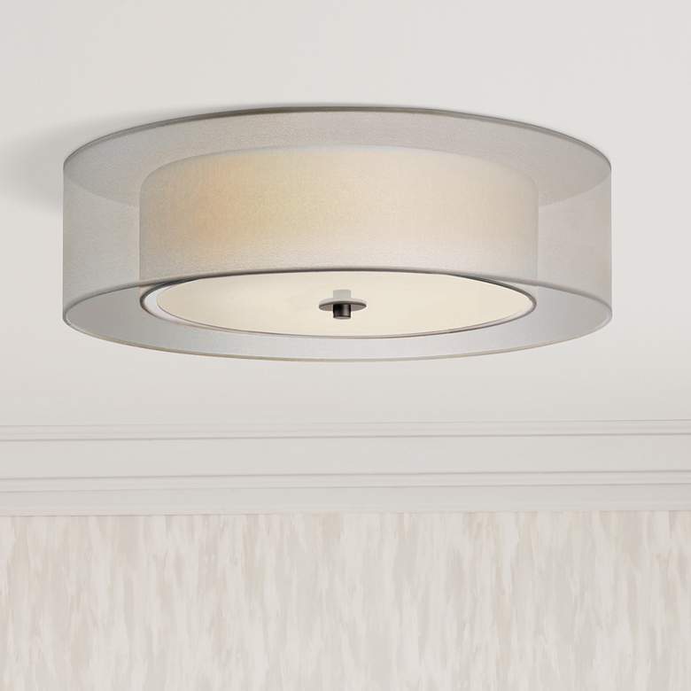 Image 1 Sonneman Puri 22 inchW Satin Nickel Fluorescent Ceiling Light