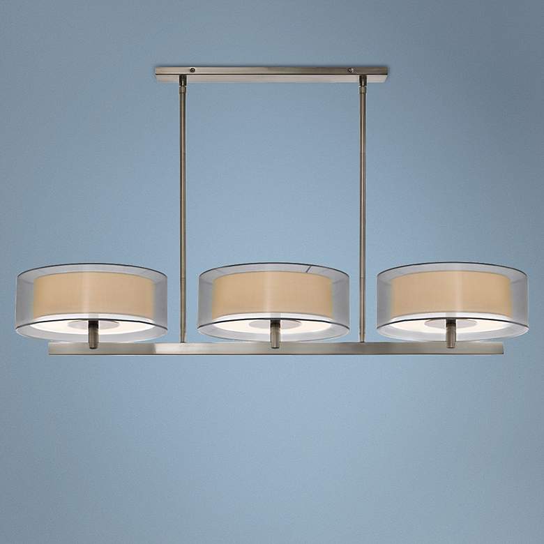 Image 1 Sonneman Puri 48"W Satin Nickel Kitchen Island Light Pendant