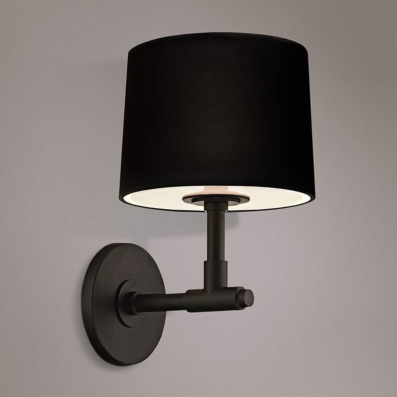 Image 1 Sonneman Soho 12 1/4" High Satin Black Wall Sconce