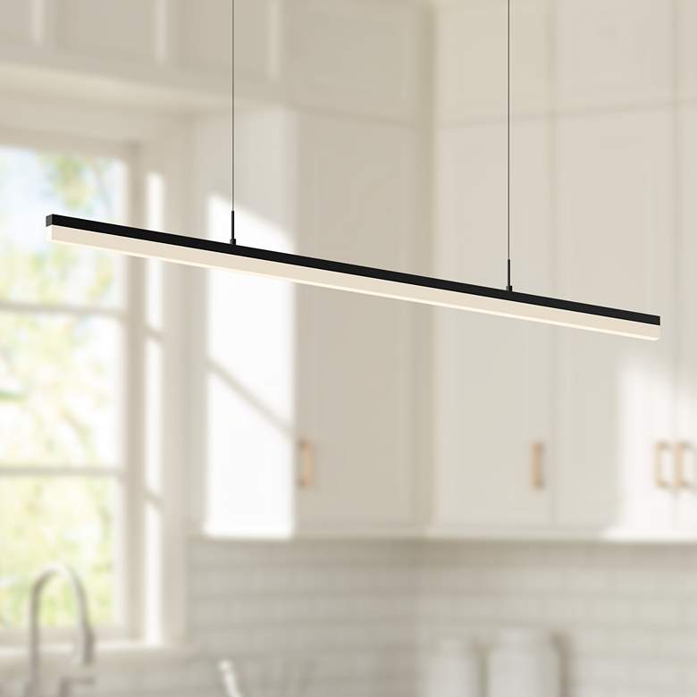 Image 1 Sonneman Stiletto 59 1/2 inch Wide Black LED Kitchen Island Light Pendant