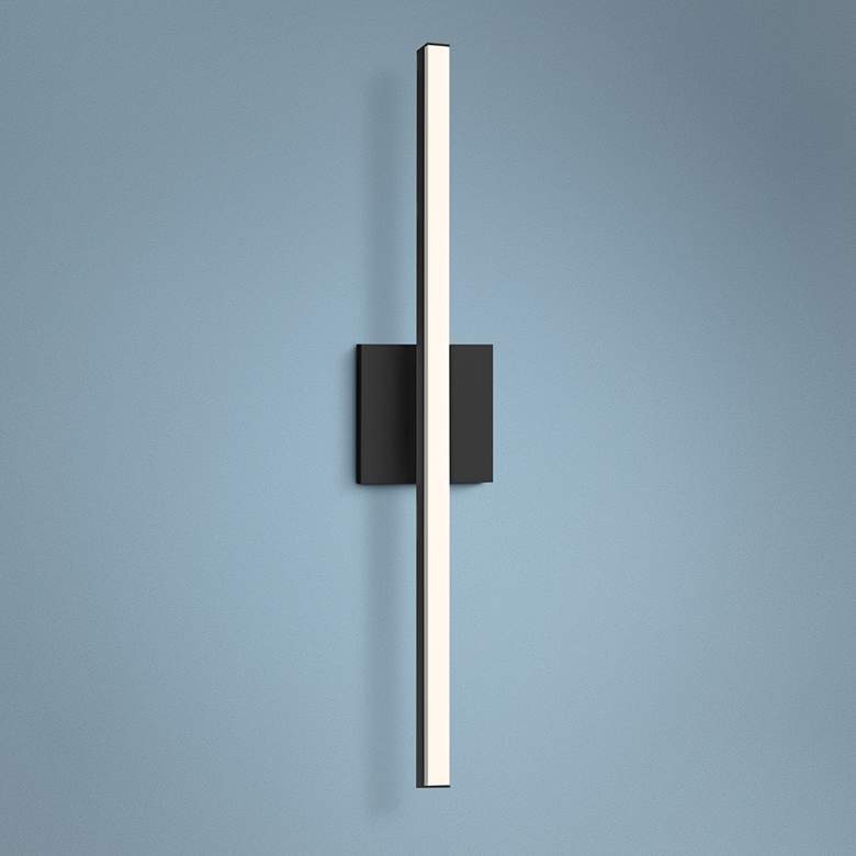 Image 1 Sonneman Stix 24 3/4 inch High Satin Black LED Wall Sconce