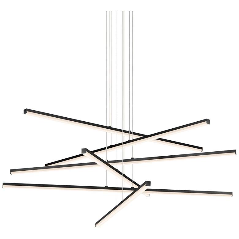 Image 2 Sonneman Stix 39 1/2"W Satin Black 6-Light LED Pendant